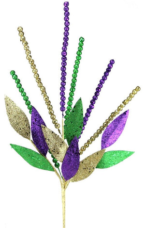 26" Mardi Gras Glitter Floral Spray