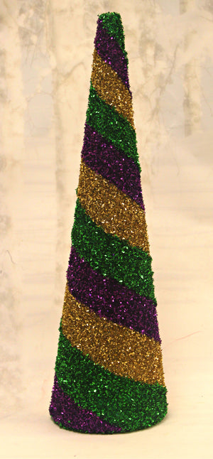 18" Mardi Gras Zig Zag Glitter Stripe Cone-Mardi Gras Decor-Ellis Home & Garden